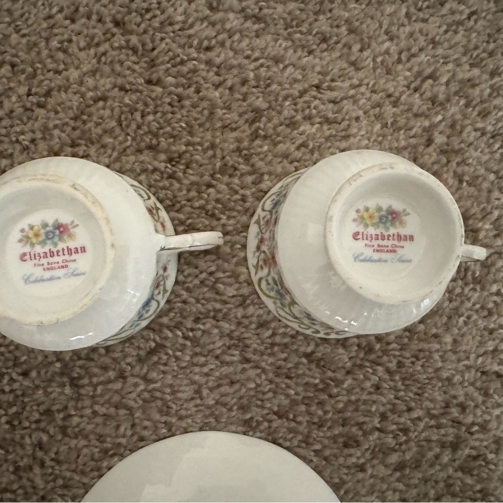 ELIZABETHAN England Fine Bone China Anniversary 2 Cup Saucer Celebration Series - Picture 6 of 7